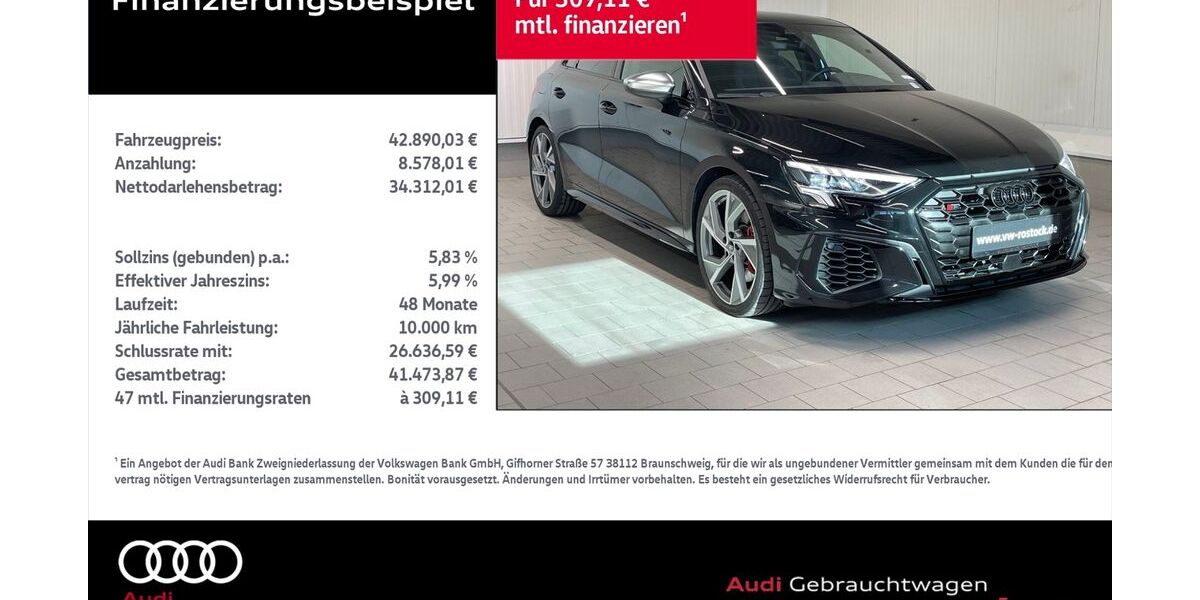 Audi S3 16.754 km 41.990 &euro; Rostock 18059