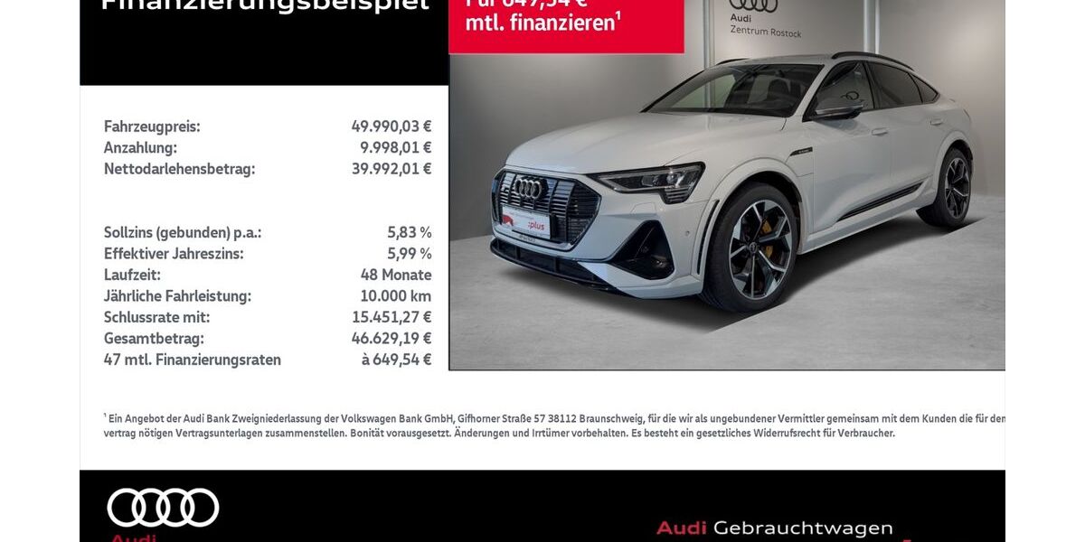 Audi e-tron 24.200 km 47.590 &euro; Rostock 18059